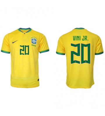Brazil Vinicius Junior #20 Replica Home Stadium Shirt World Cup 2022 Short Sleeve